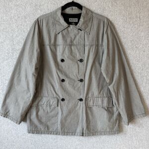 VTG Gap Jacket Womens M Black White Lined Button Double Breasted Pea Coat Preppy